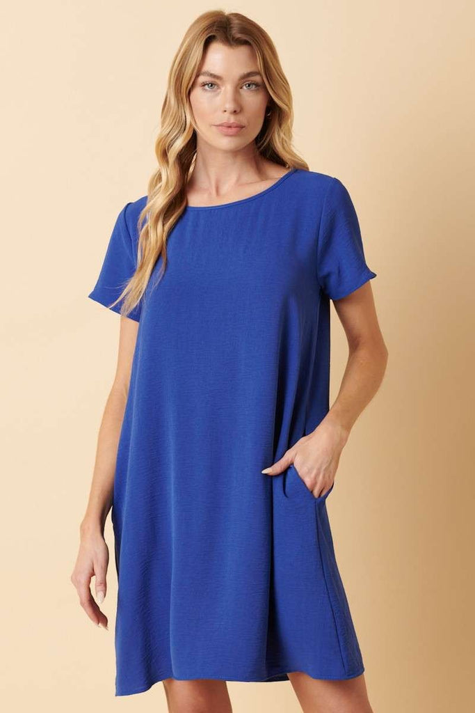 Round Neck Short Sleeve Shift Dress