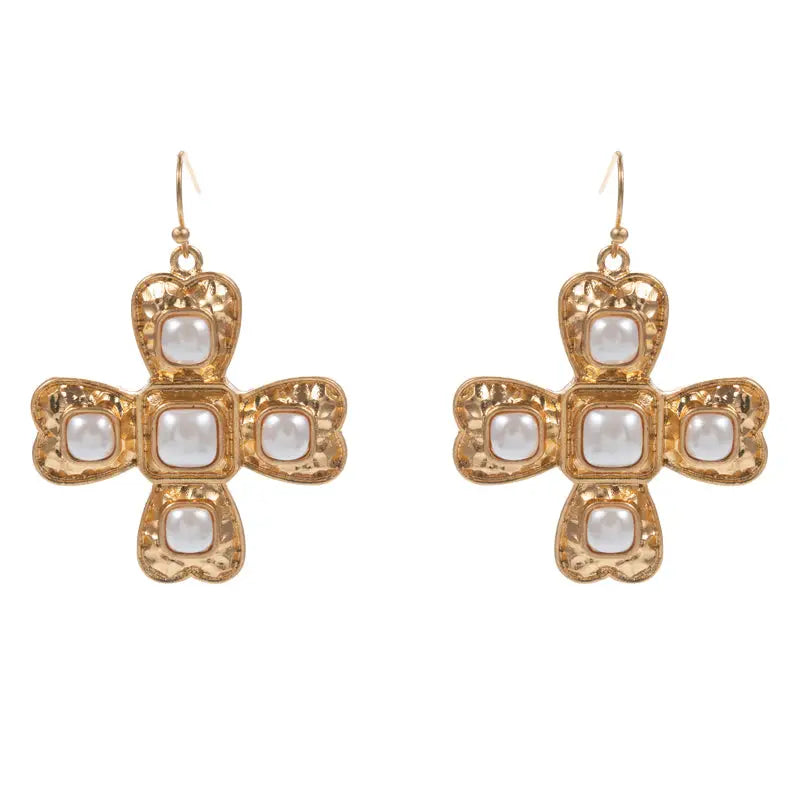 Gold Filigree Earrings with Pearls