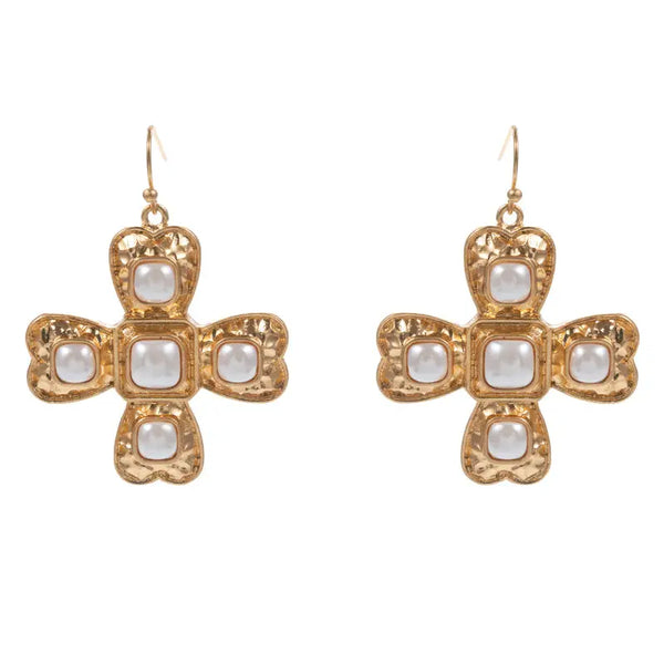 Gold Filigree Earrings with Pearls