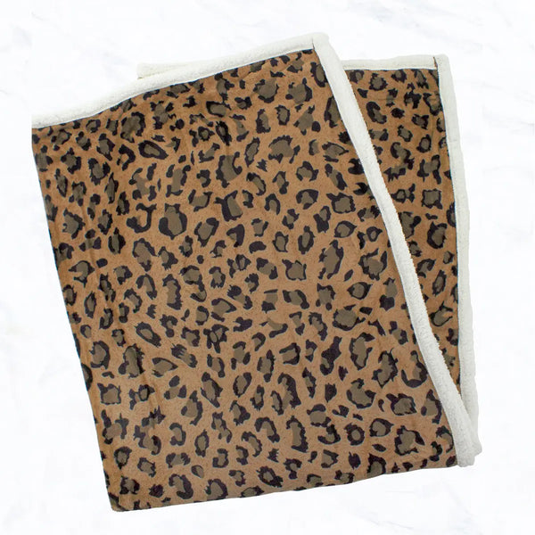Brown Leopard Double Layered Warm Blanket