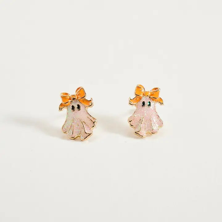 Glitter Halloween Ghost Stud Earrings