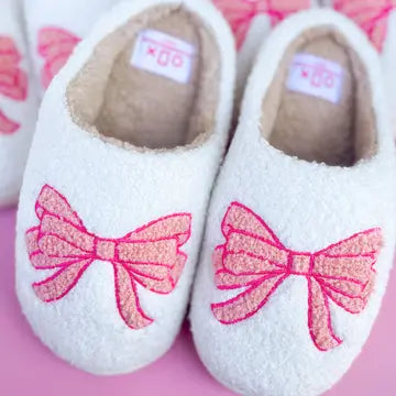 Bow Embroidered Slippers