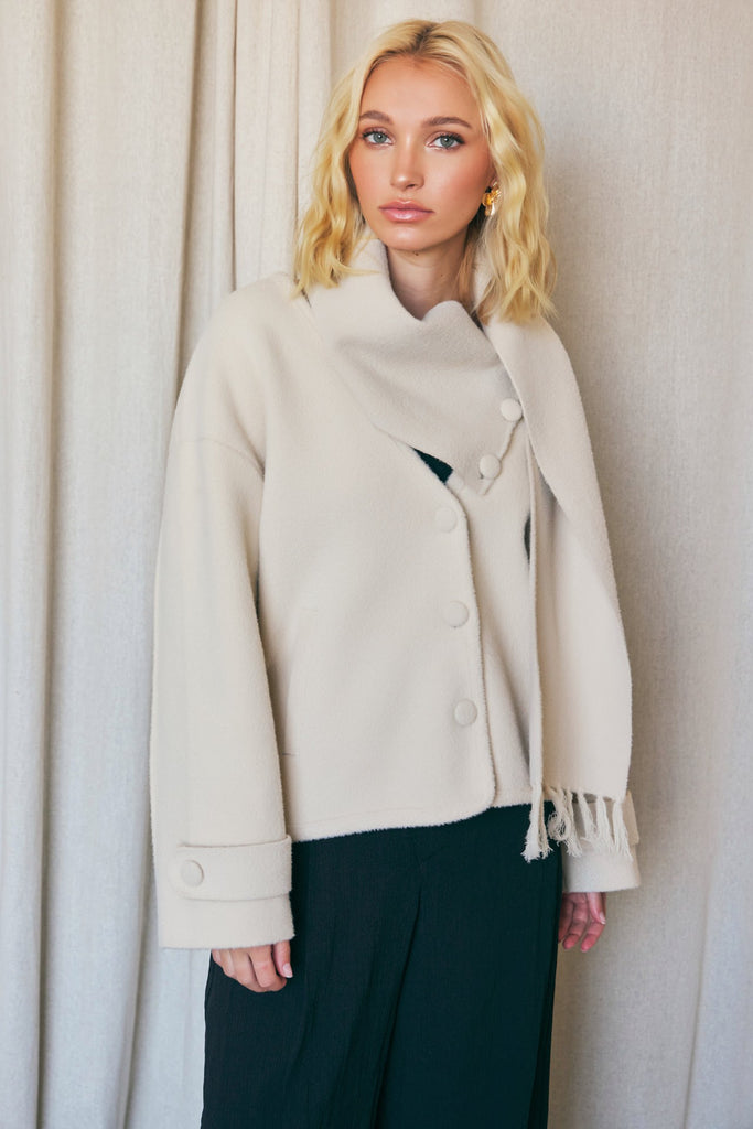 Scarf V-Neck Double-Sided Coat