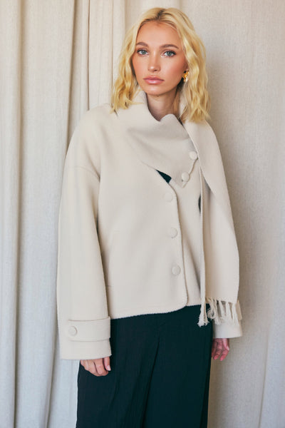 Scarf V-Neck Double-Sided Coat