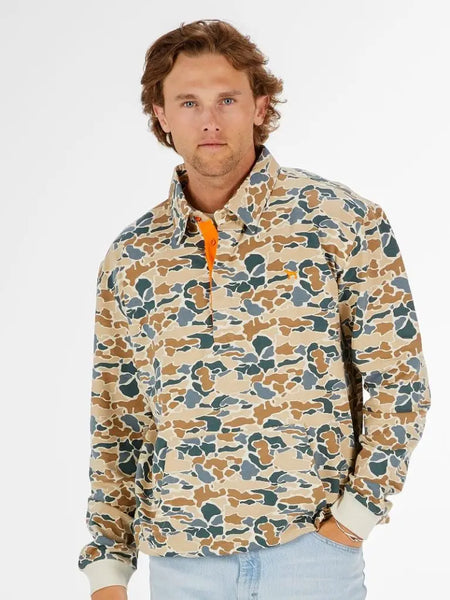 Men's Camo Print Collared Pullover