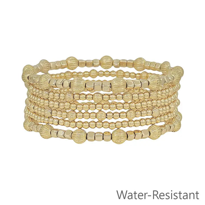 Water Resistant Set of 6 5mm and 3mm Gold