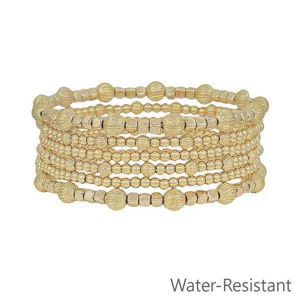 Water Resistant Set of 6 5mm and 3mm Gold