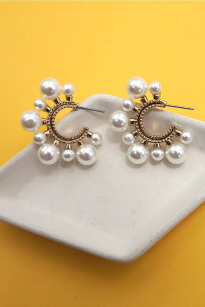Luxury Pearl Huggie Hoop Earrings