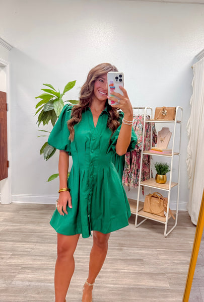 Pleated Waist Mini Fit & Flare Dress