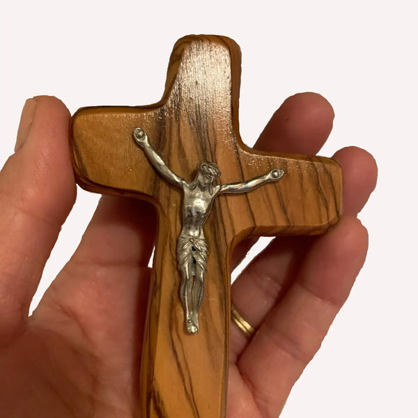 Olive Wood Christ Wall Square Cross Crucifix