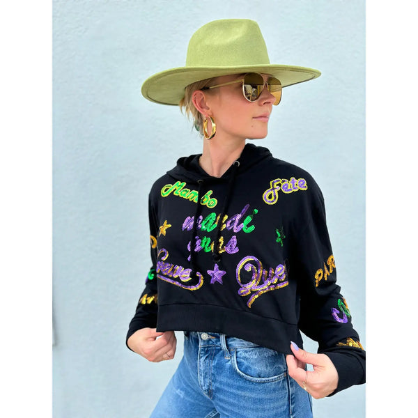 Mardi Explosion Crop Hoodie