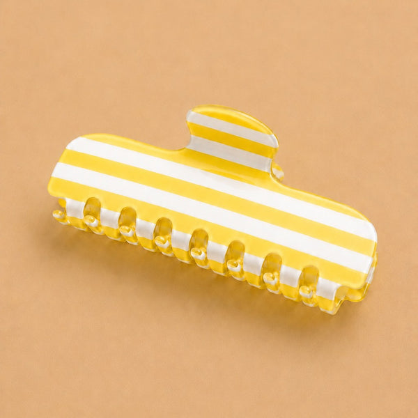 Retro Striped Rectangular Hair Claw Clip