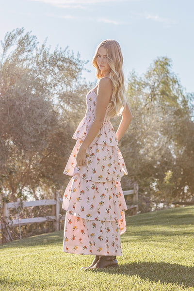 Floral Smocked Bodice Tiered Maxi Dress