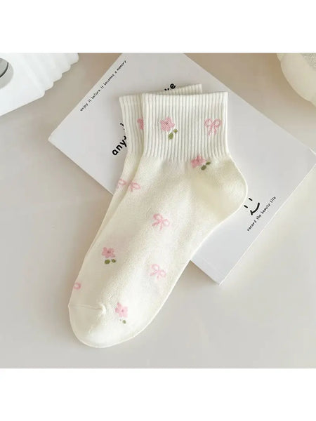 Woman Bow Flower Bow Mix Socks