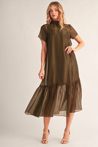 Tie Back Elegant Chiffon Midi Dress