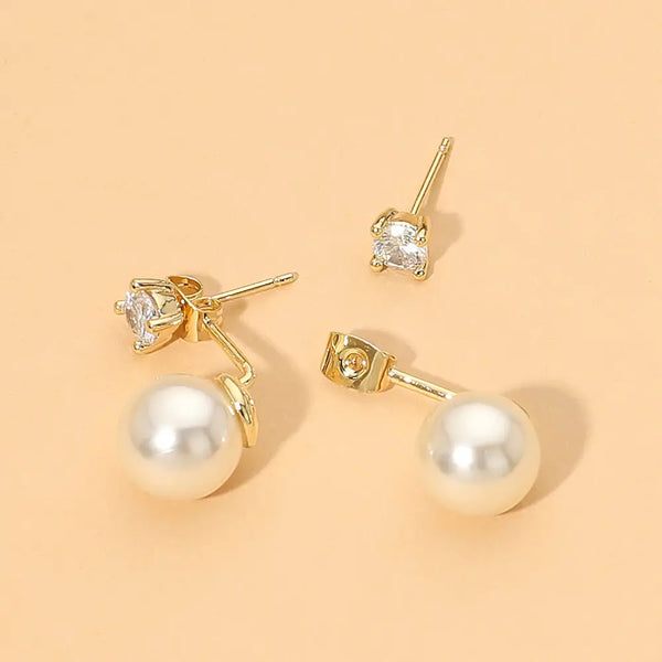 18K Gold Dipped Pearl Drop Jacket Earrings
