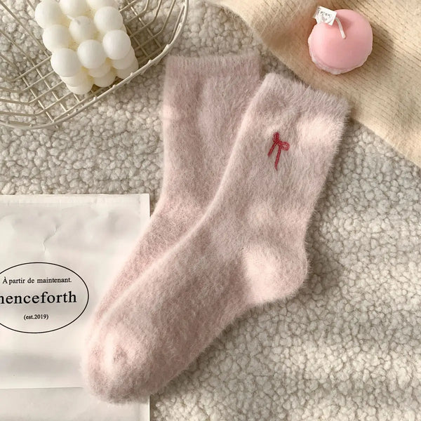 Plush Warm Bow Socks