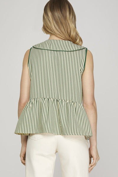 Bow Tie Woven Stripe Top