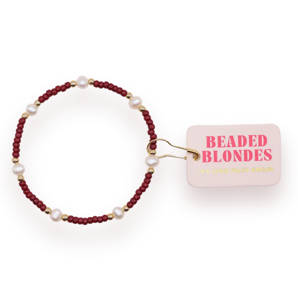 Maroon Pearl Bracelet-6.75in.