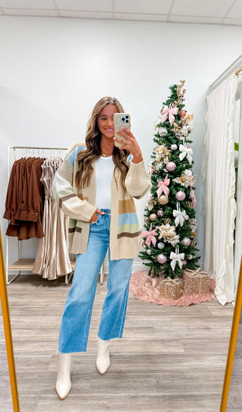 Multicolor Textured Open Front Cardigan