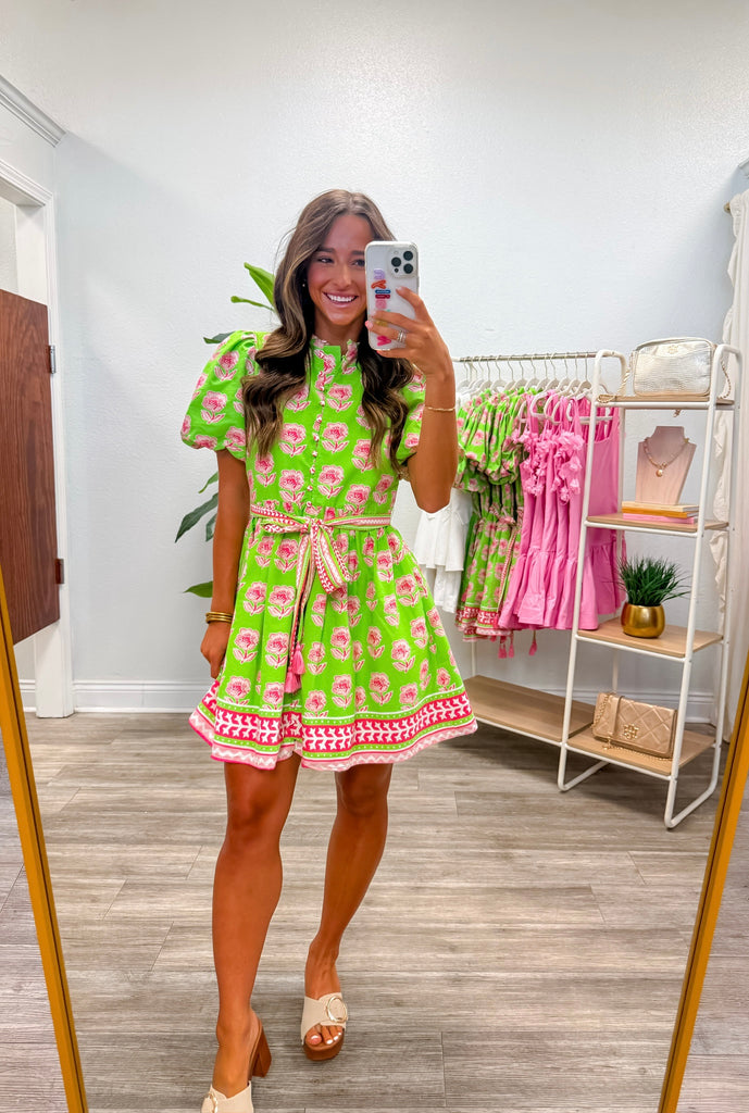 Floral Belted Button Down Mini Dress