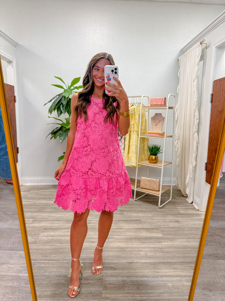 Floral Eyelet Bow-Back Mini Dress