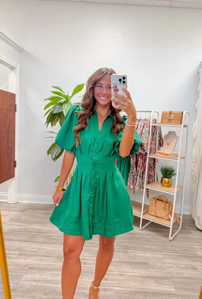 Pleated Waist Mini Fit & Flare Dress