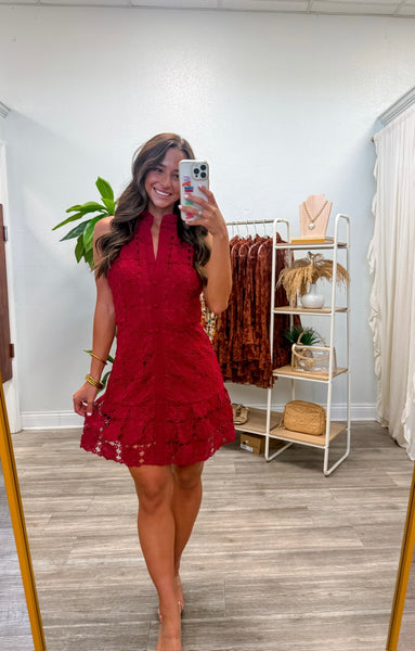 Floral High Neck Sleeveless Mini Dress