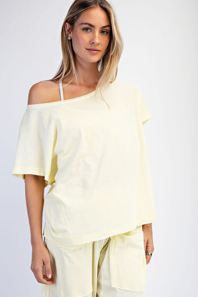 Cotton Slub Off-Shoulder Tee