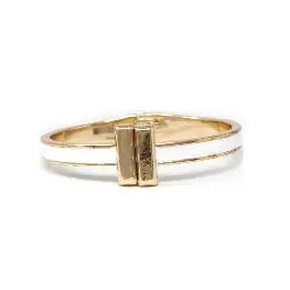 White Epoxy and Gold Bar Hinged Bracelets