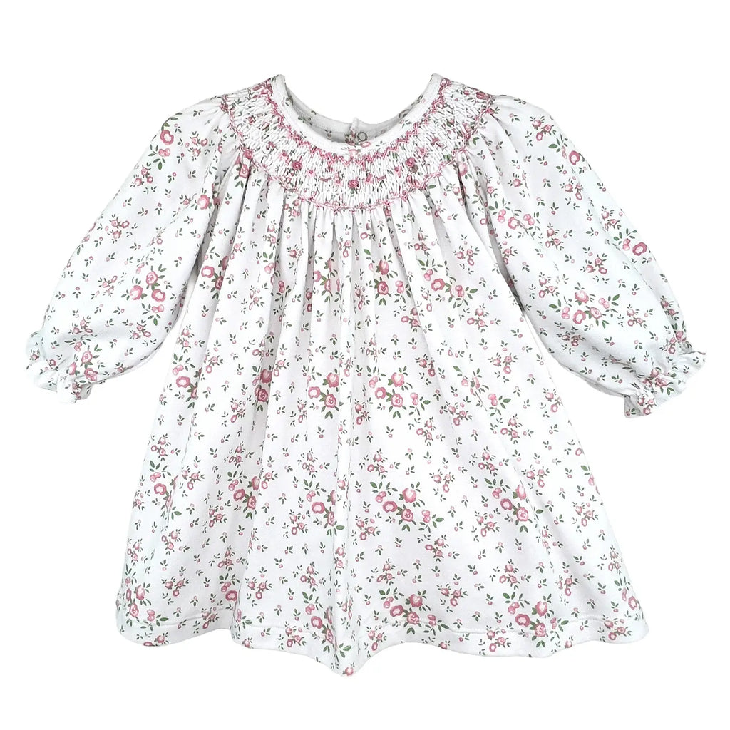 Floral Print Bishop Smocked Knit Dress