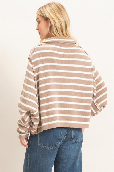 Striped Button Front Cardigan