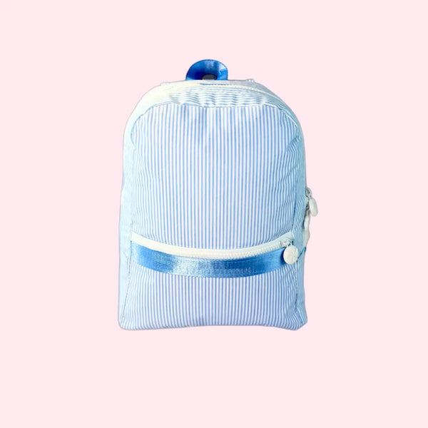 Kid's Baby Blue Preppy Stripe Glossy Small Backpack