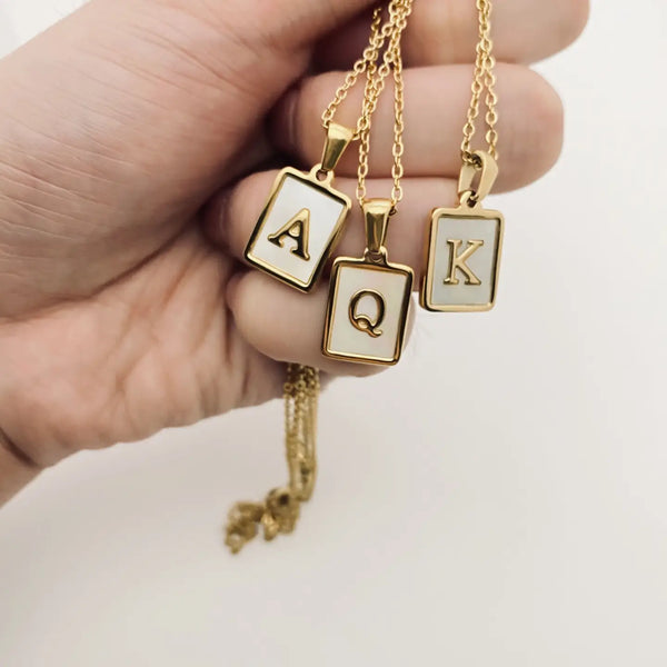 Square Initial 18K Gold-Plated Stainless Steel Necklace
