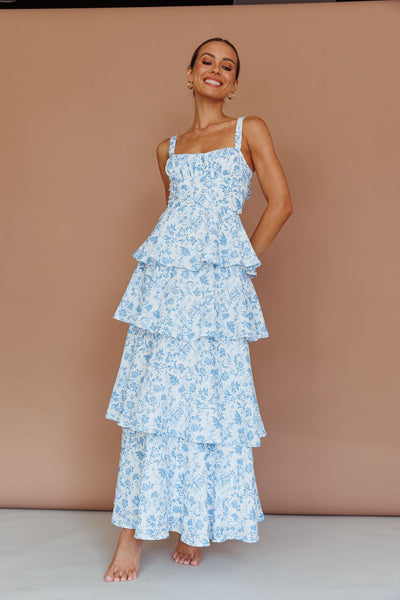Tie Up Tiered Skirt Maxi Dress
