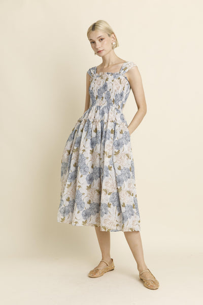 Floral Smocked Midi Dress