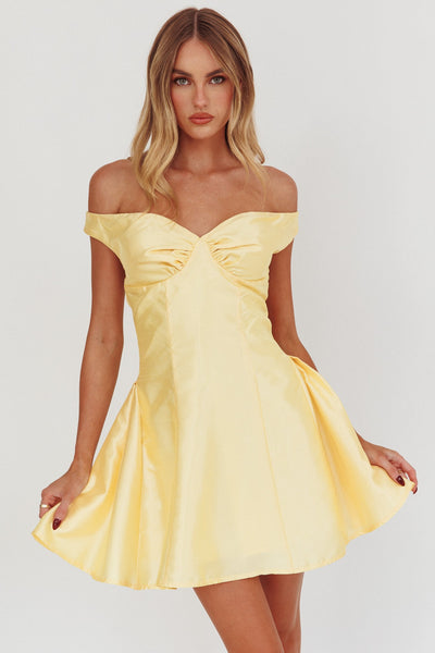Off The Shoulder Satin Mini Dress