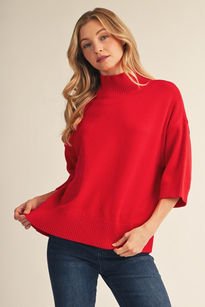 Drop Shoulder Turtleneck Sweater Top