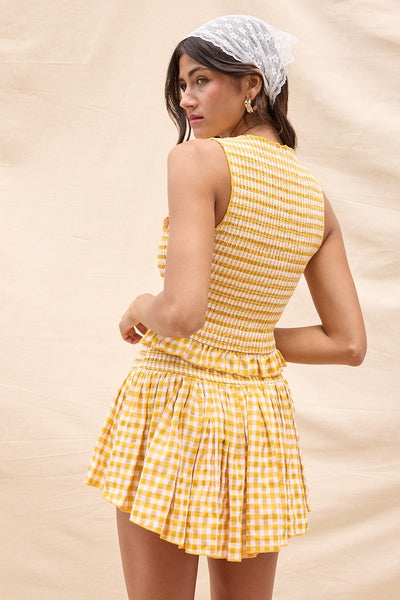 Checker Crew Neck Top & Mini Skort Set