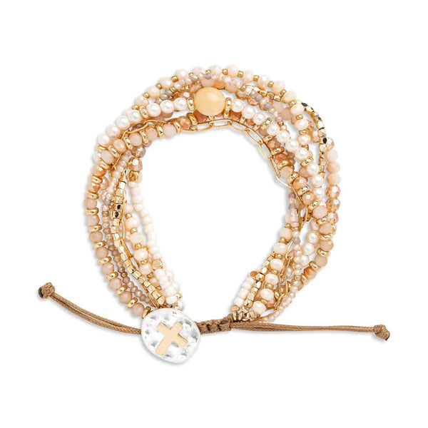 Beaded Prayer Bracelet - Champagne
