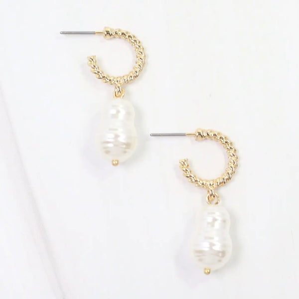 El Reno Baroque Pearl Hoop Earring Gold
