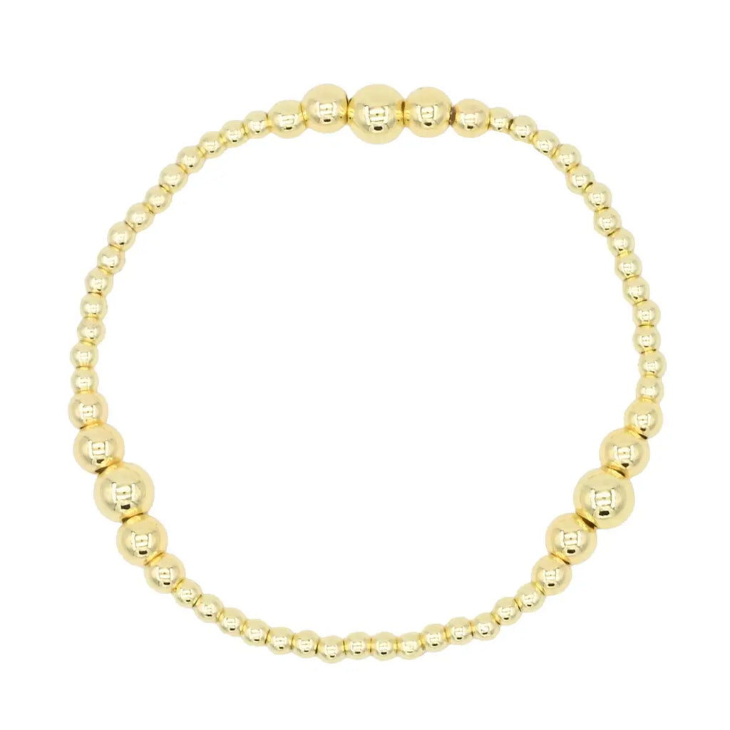 Stainless Steel Gold 3,4,5mm Beaded Stretch Bracelet