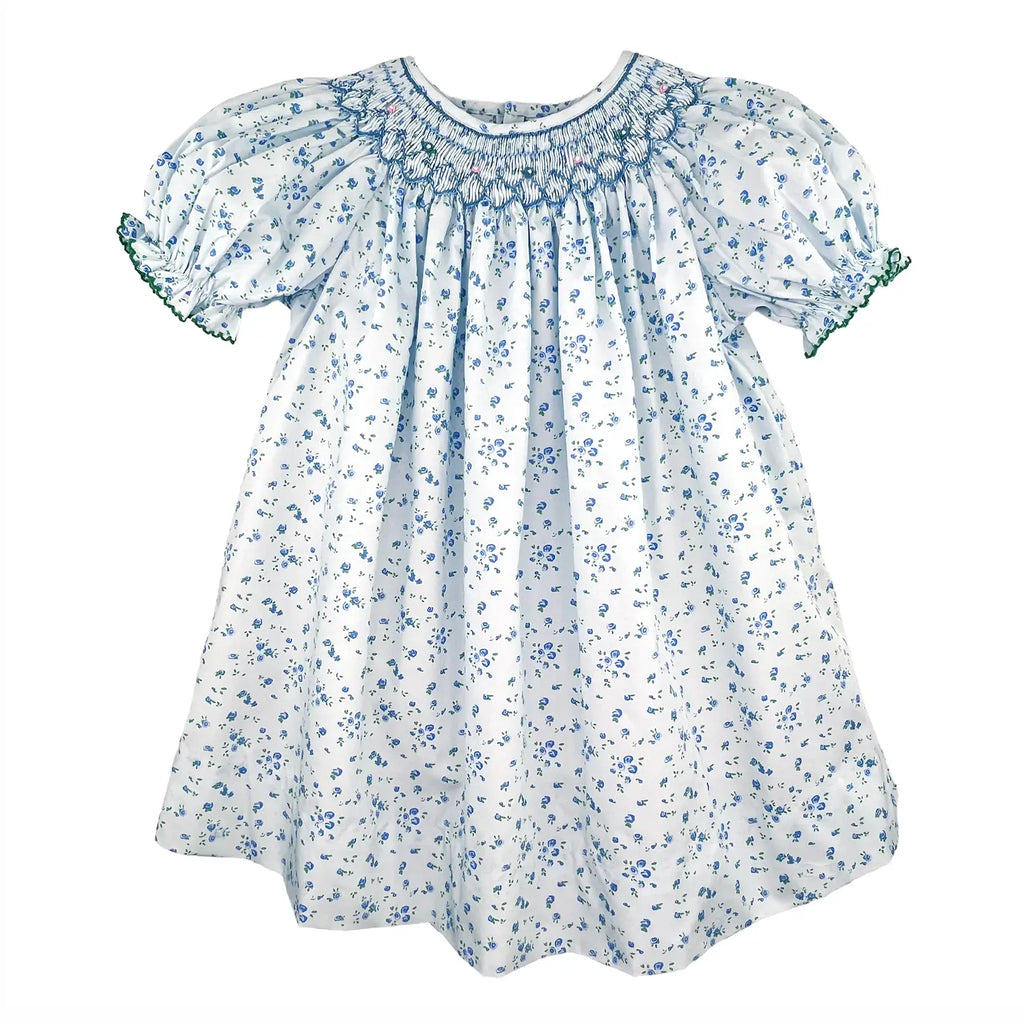 Floral Print Bishop Smocked Dress