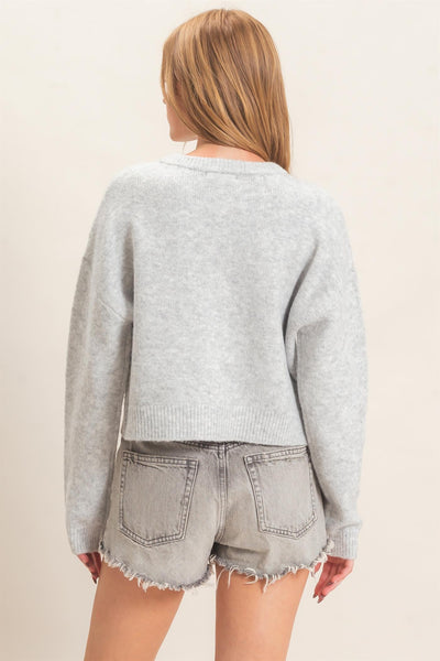 Crew Neck Cardigan Sweater