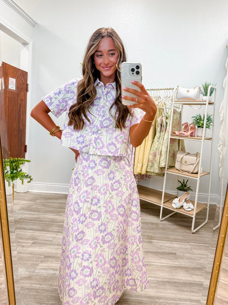 Floral Crop Top & Midi Skirt Set