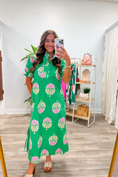 Floral Button Down Midi Dress