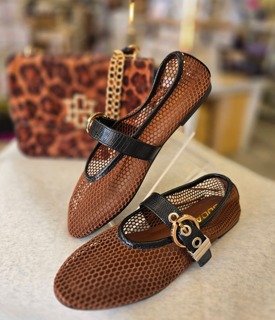 Soda Marker Mesh Mary Jane Flat
