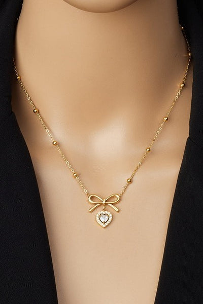 18K Stainless Steel Bow Necklace