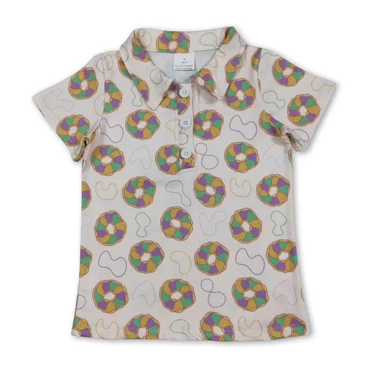 Kids Mardi Gras Donut Polo Shirt