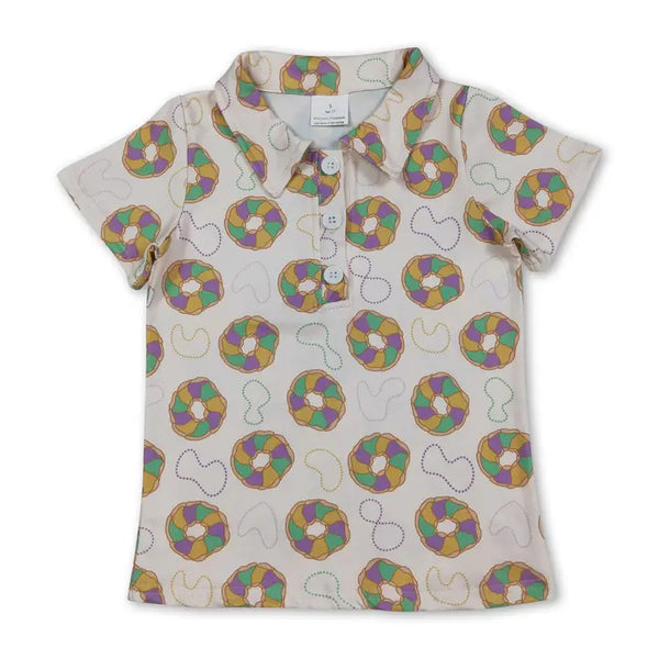 Kids Mardi Gras Donut Polo Shirt